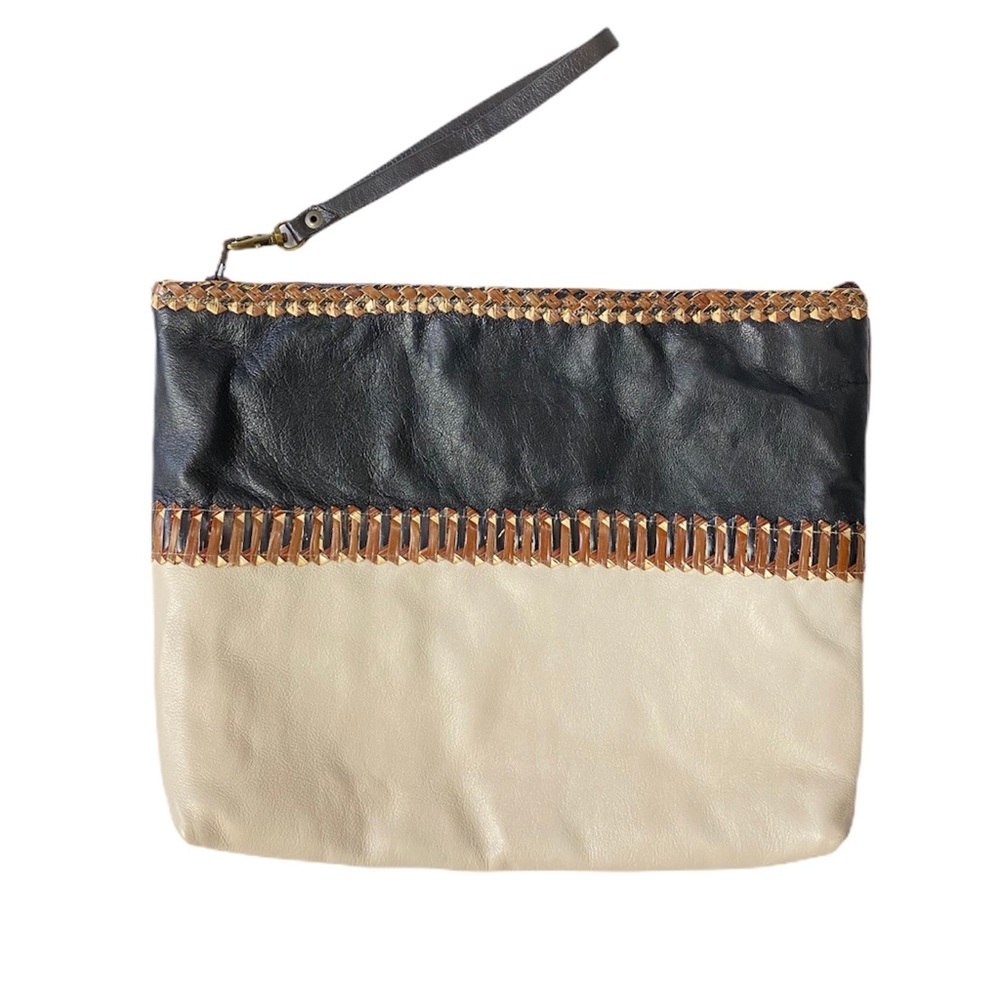 Ann Marie Creations colorblock leather wristlet XL